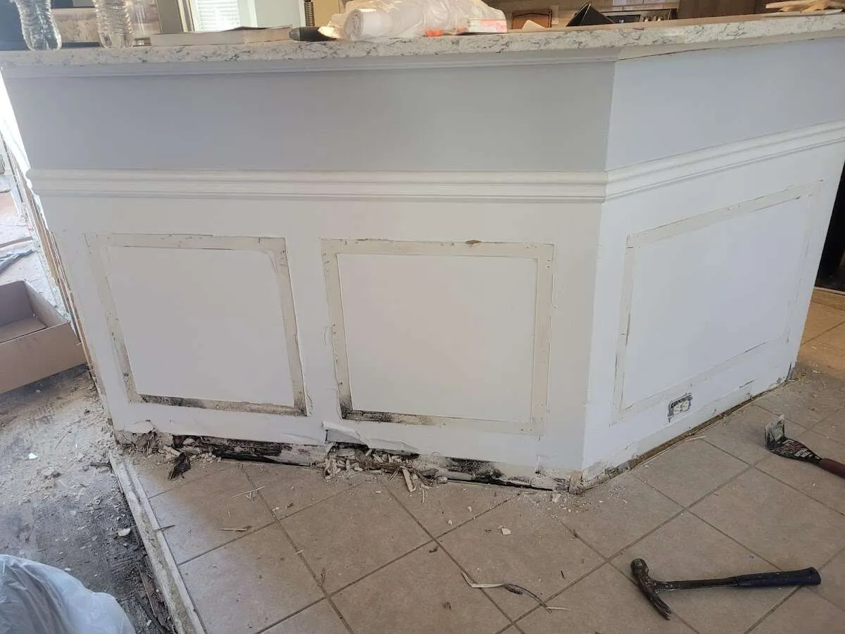 Water damage and mold on kitchen during Storm Damage Restoration in Inverness